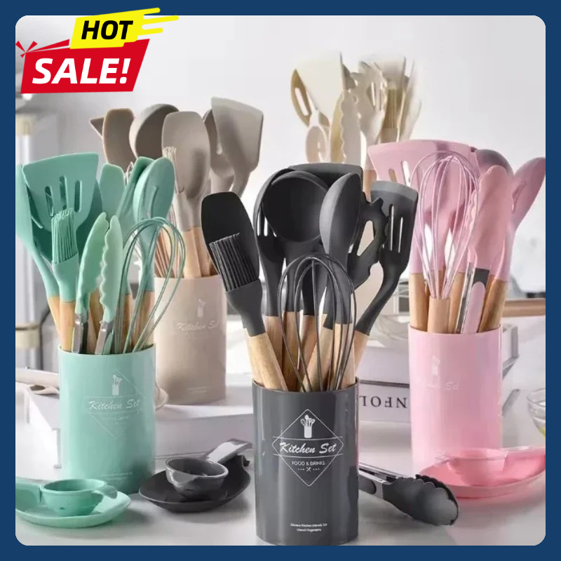Home Cooking Services - 12Pcs Silicone Utensils Set Non-Stick Cookware