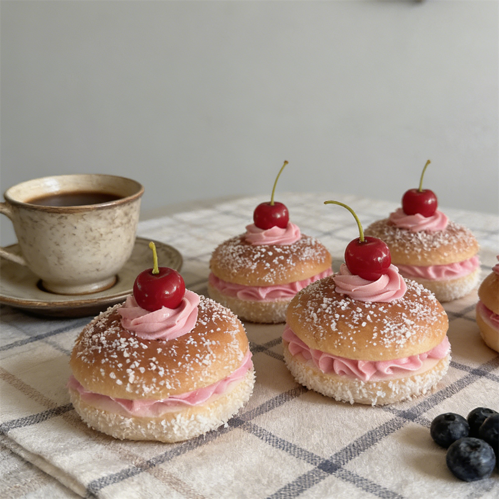 Home Cooking Food - 8.5cm Strawberry Flavor Cherry Heart Bagel