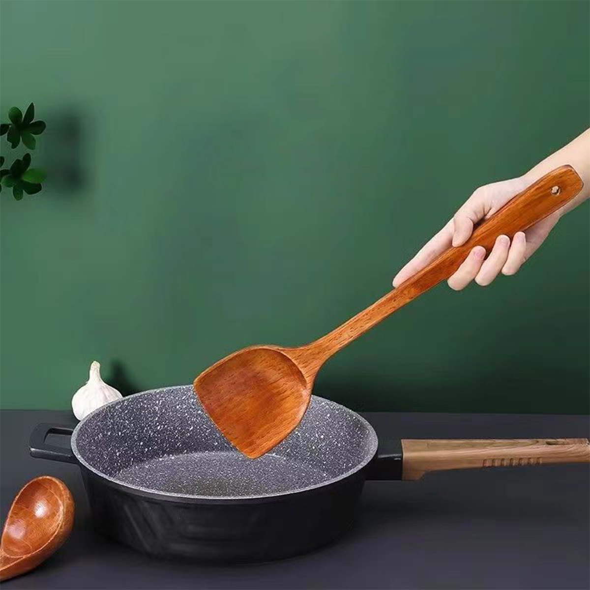 1pcs Home Spatula Wooden Spatu - Home Cooking Services บทวิจารณ์และราคา