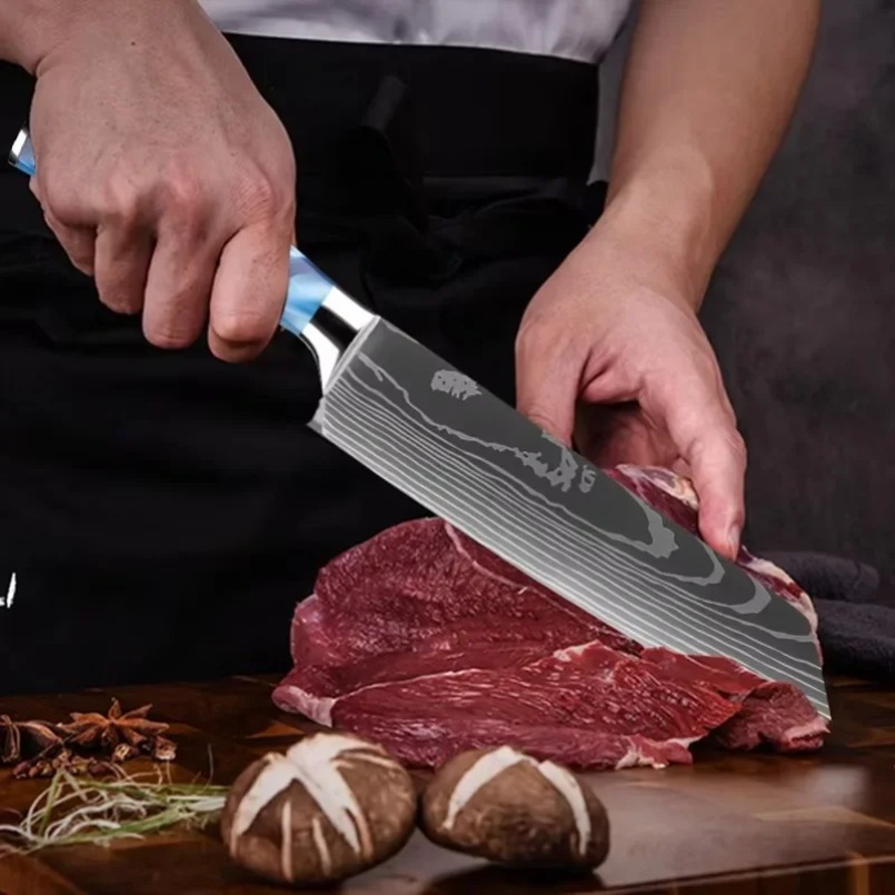Damascus Patterned Laser Steel - Home Cooking Chef บทวิจารณ์และราคา